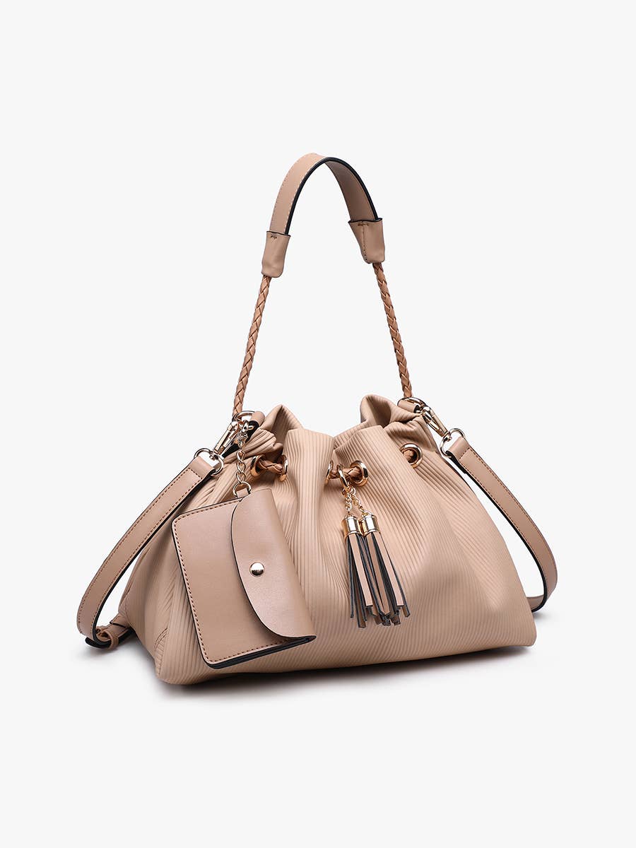 Serendipity Pleated Drawstring Bucket Bag w/ Removable Coin Pouch