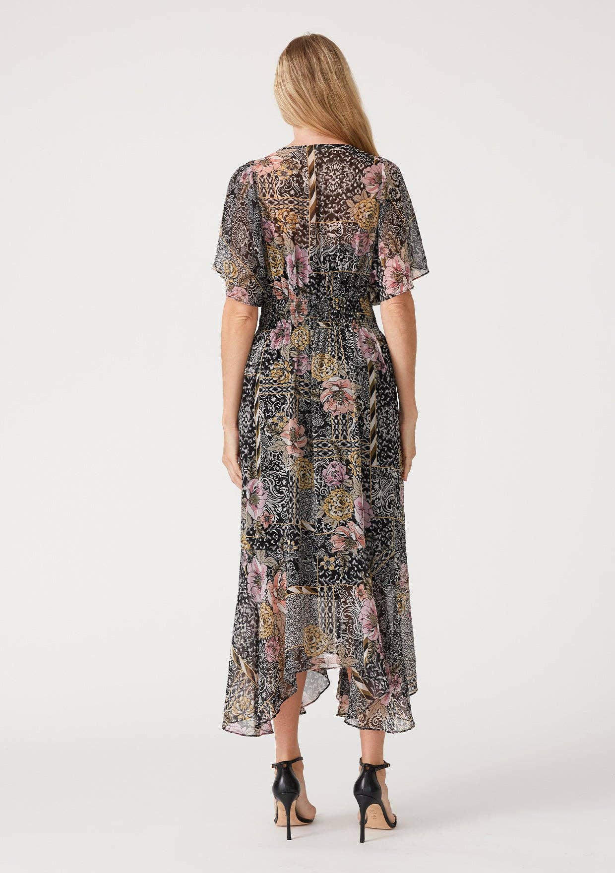 Flowy Asymmetrical V Neck Smocked Maxi Dress Flowy Asymmetrical V Neck Smocked Maxi Dress