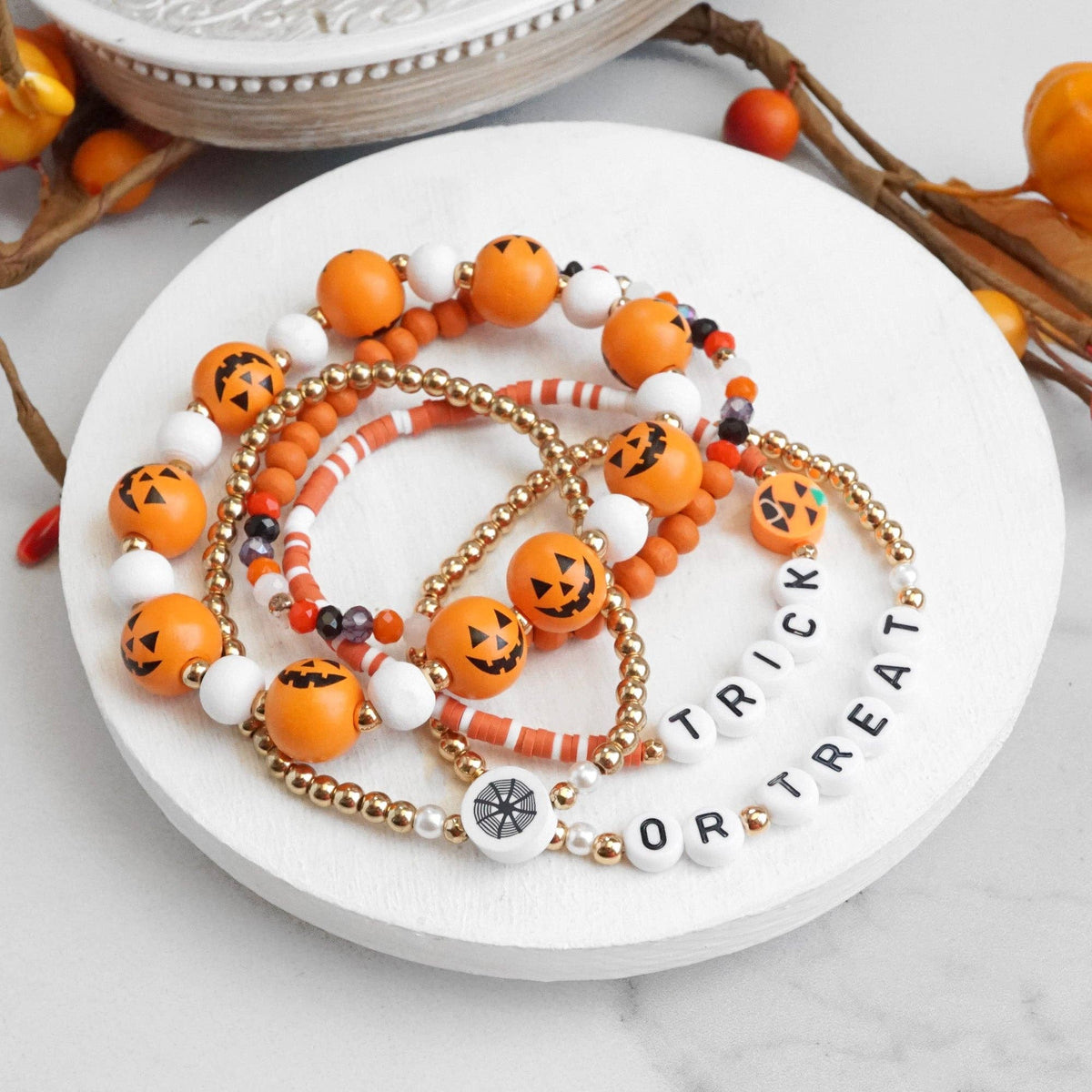 Halloween Beaded Bracelet Stack