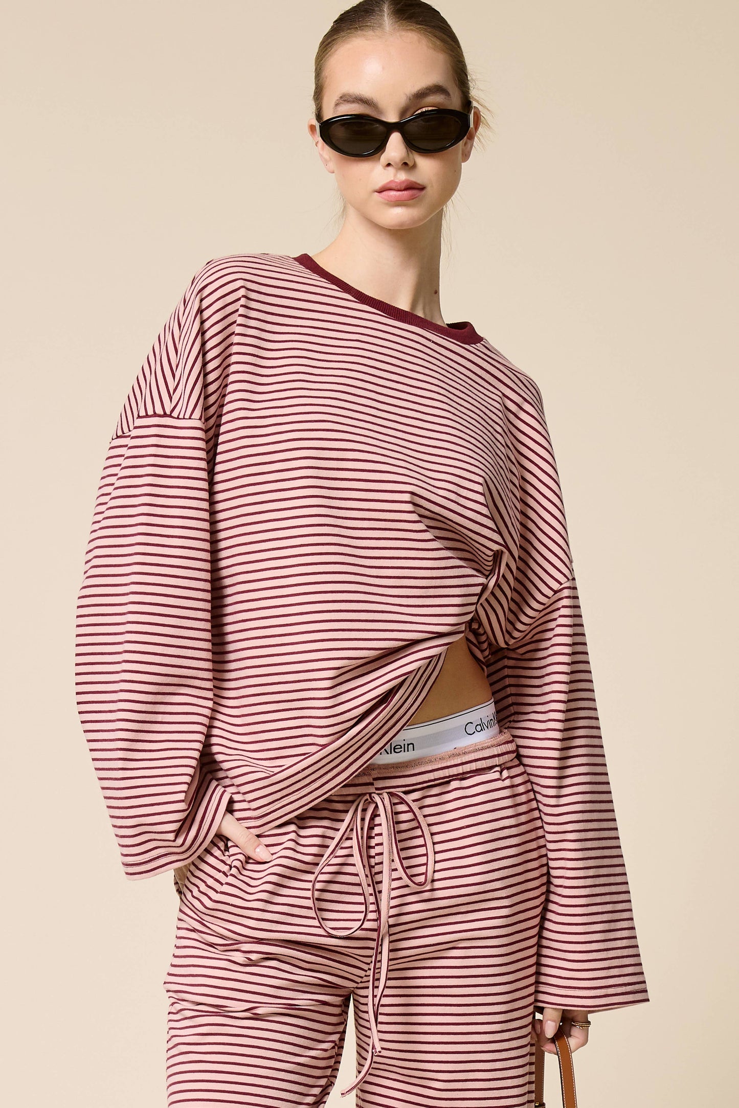 Striped Oversized Long Sleeve Top