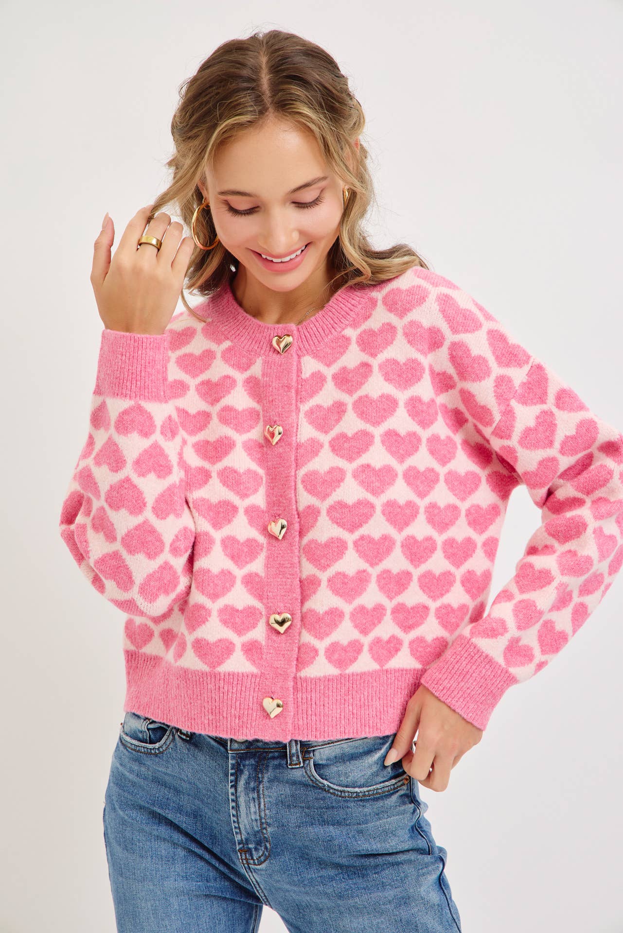Sweetheart Button Cardigan – Pink or Red