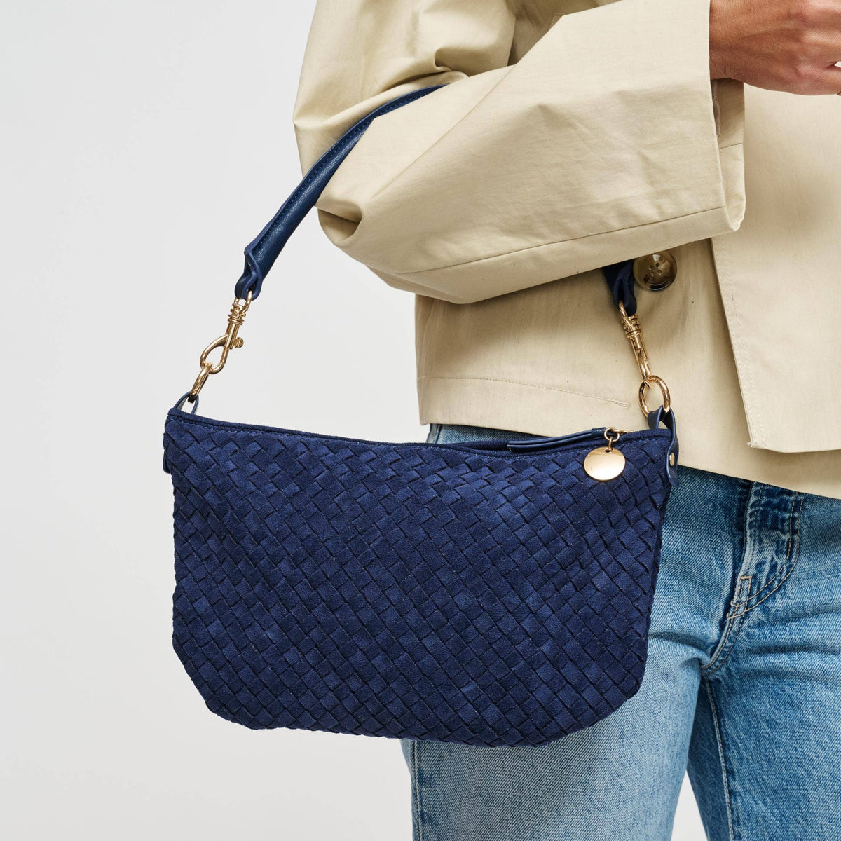 Woven Faux Suede Hobo/Crossbody Bag