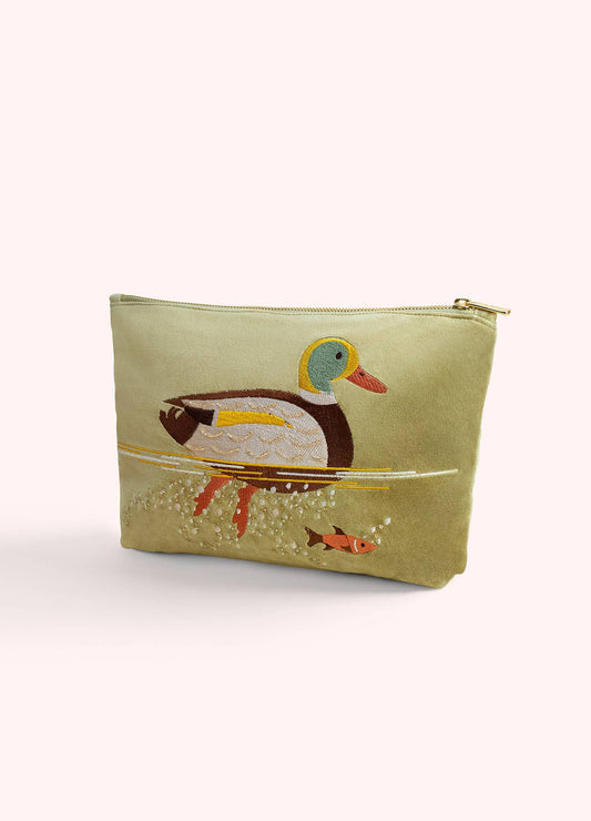 Velvet Lucky Duck Vintage Inspired Zip Pouch