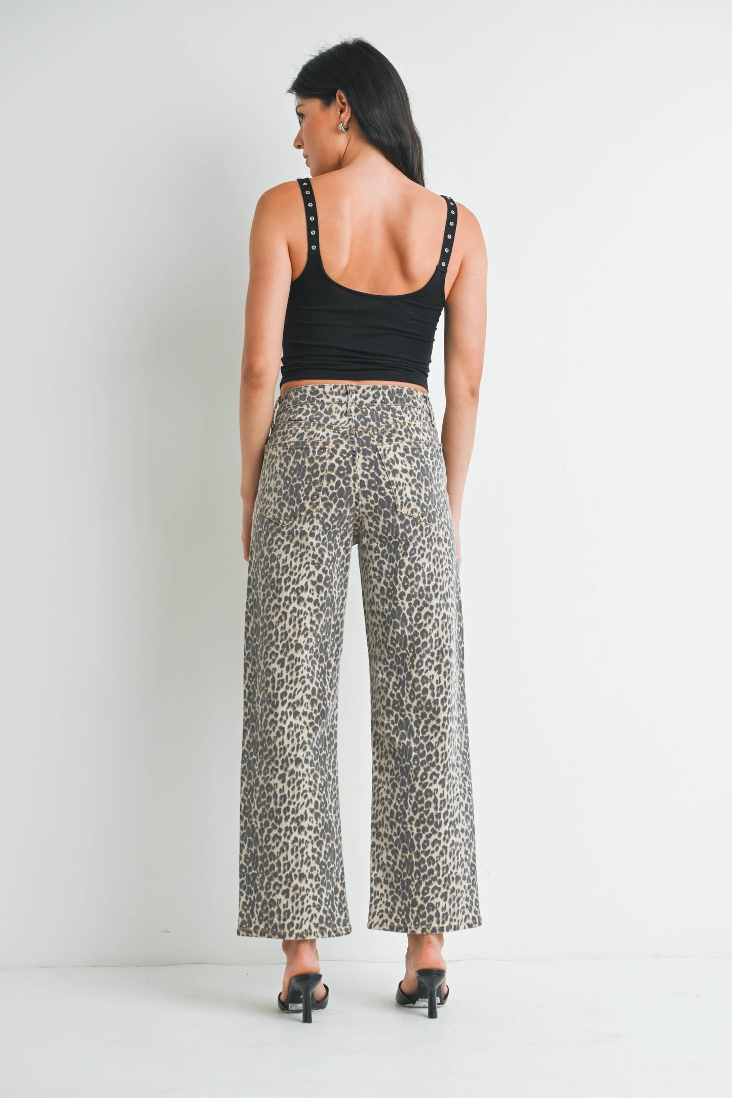 Vintage Leopard Print Straight Jeans