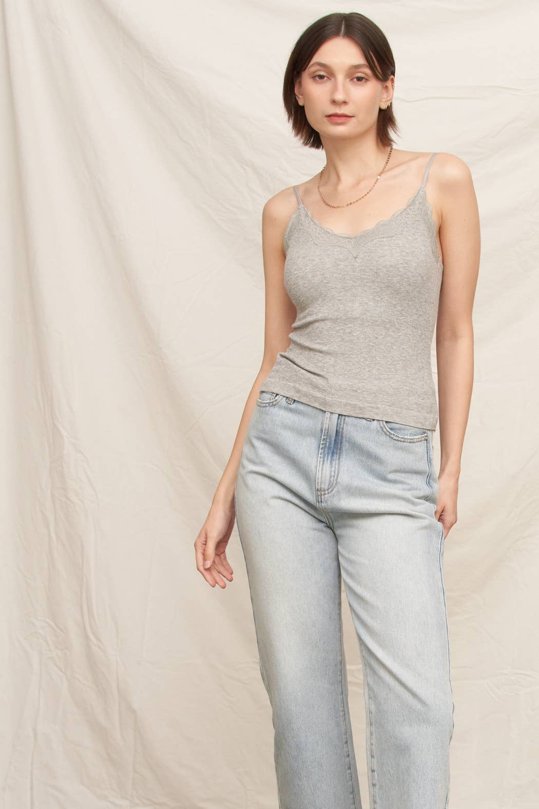 Lace Cami Top with Built-in Bra