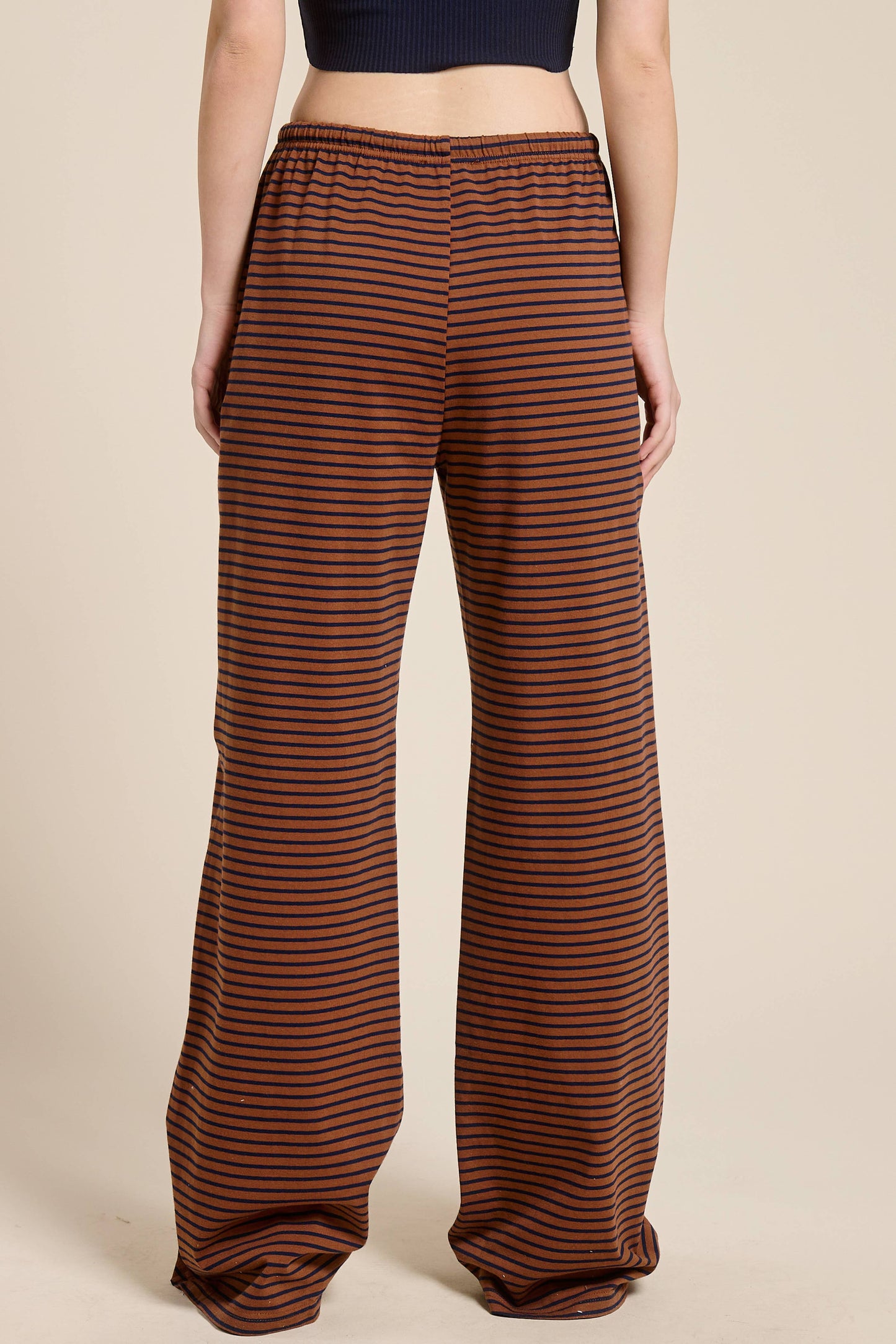 Striped Drawstring Wide Leg Pants