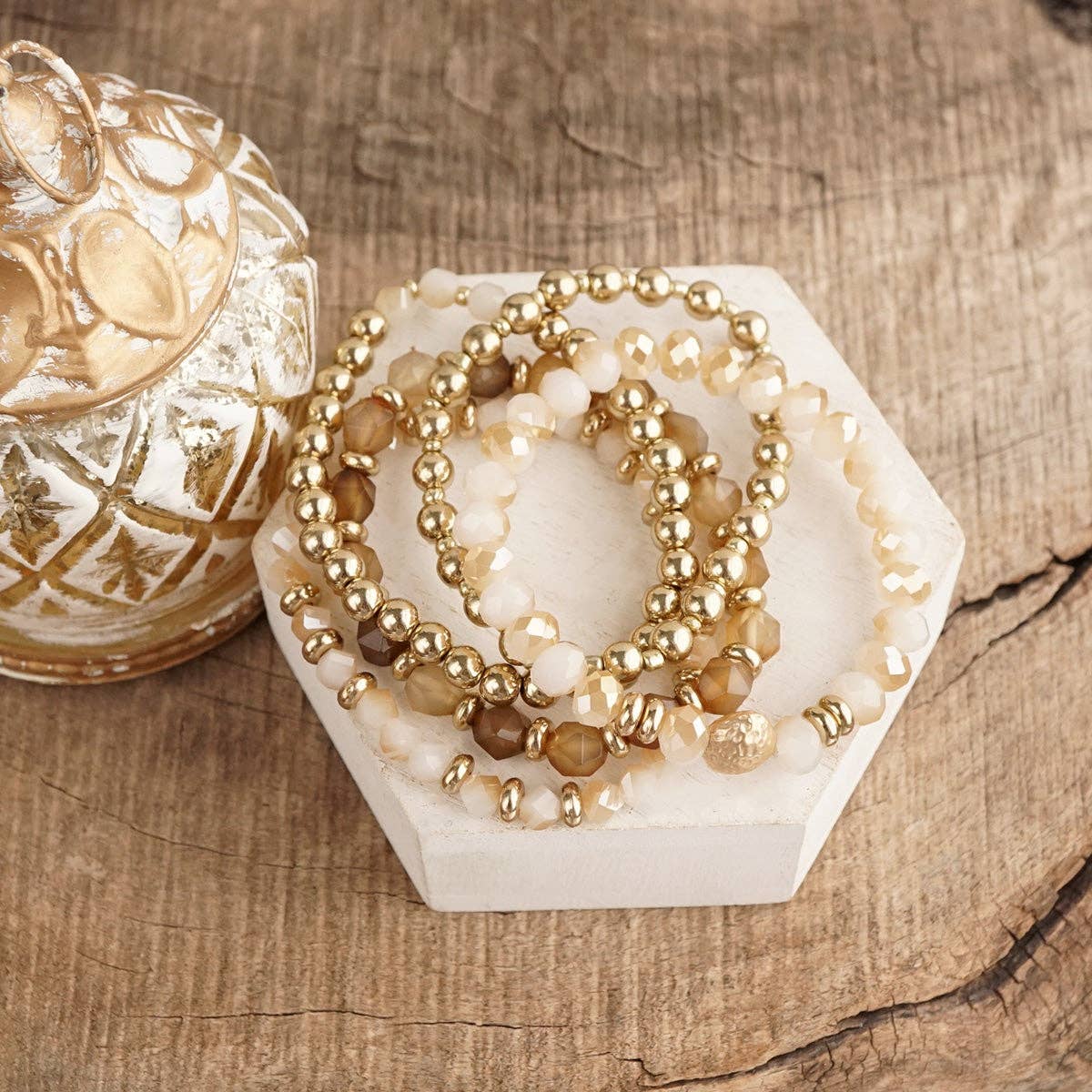 Golden Burgundy Bracelet Stack