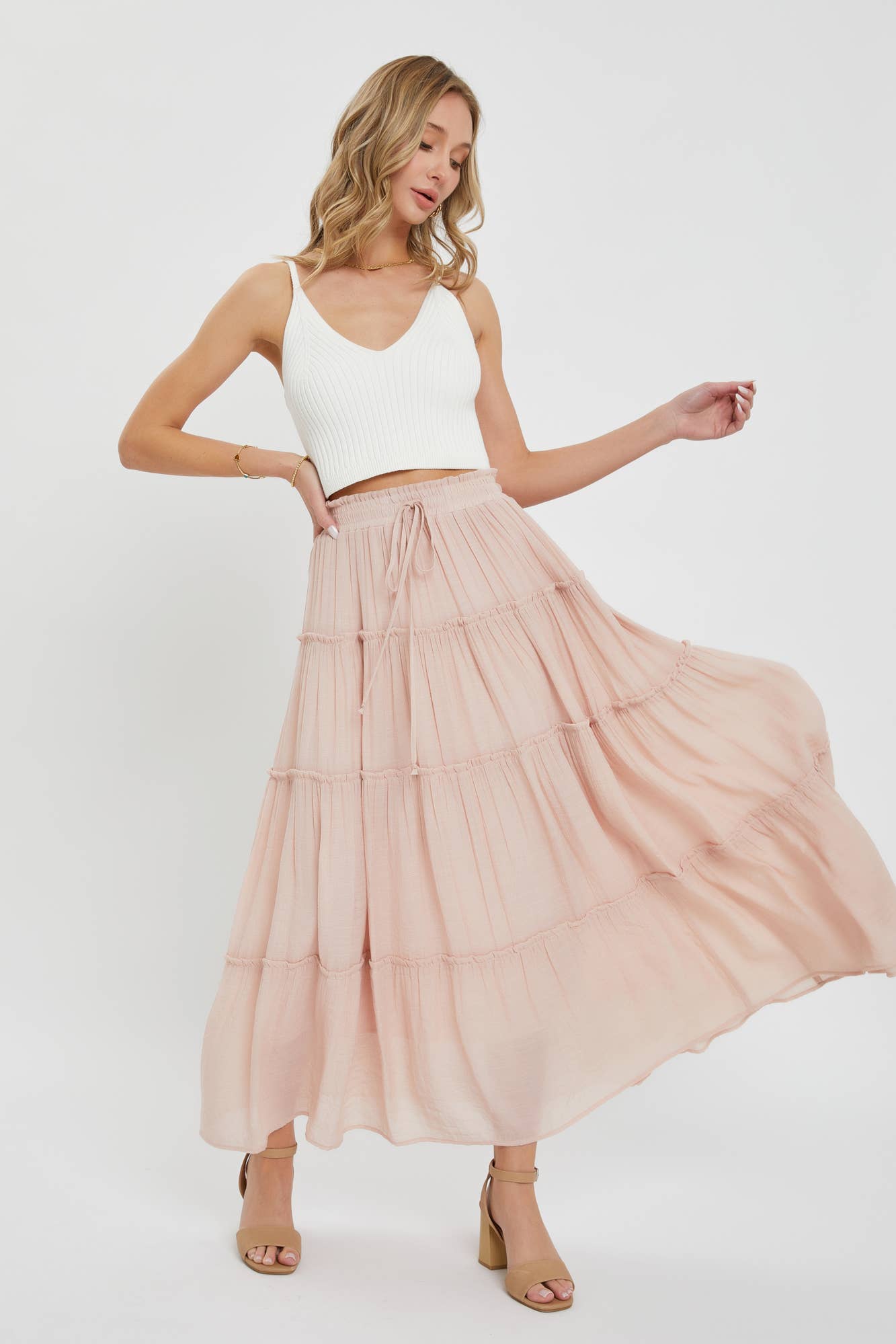 Flowy Tiered Boho Maxi Skirt