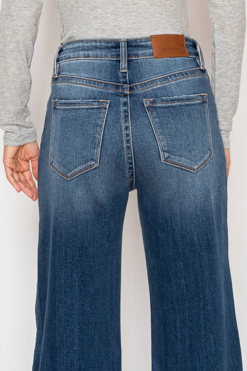 Eco Fabric High Rise Wide Leg Jeans - Dark Wash