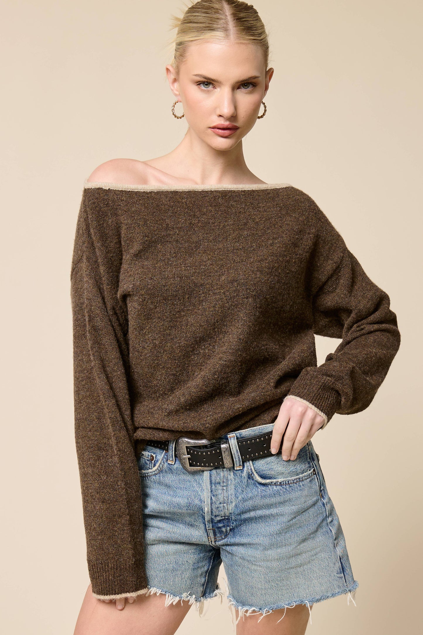 Dolman Off Shoulder Knit Sweater
