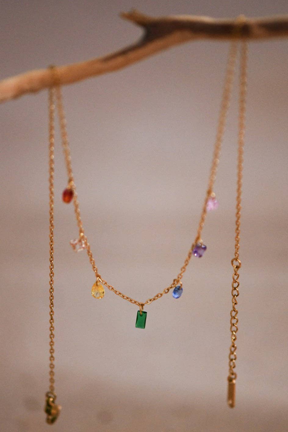 18K Gold Plated Waterproof Rainbow Chakra Necklace