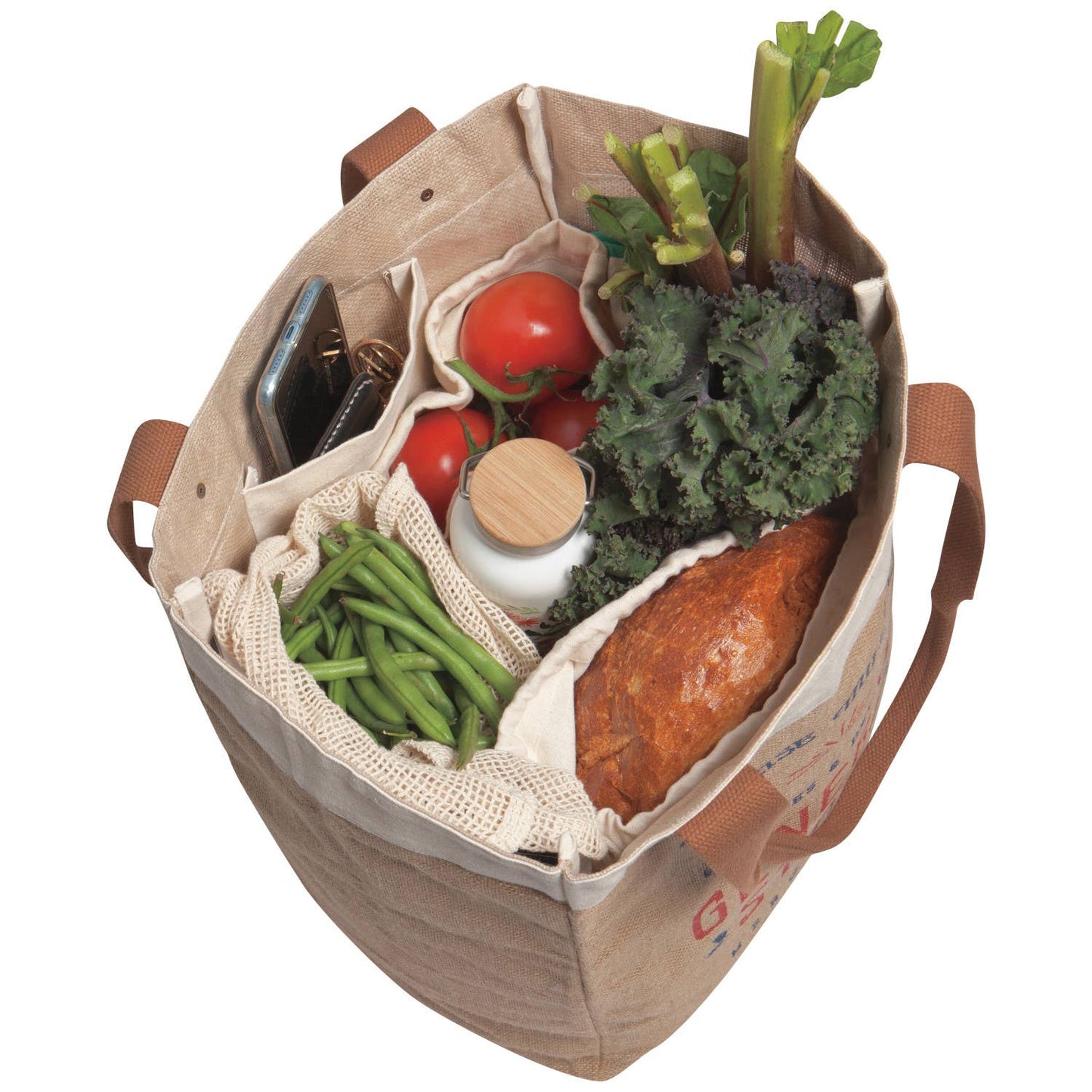 Farmers Market Large Burlap Shopping Bag
