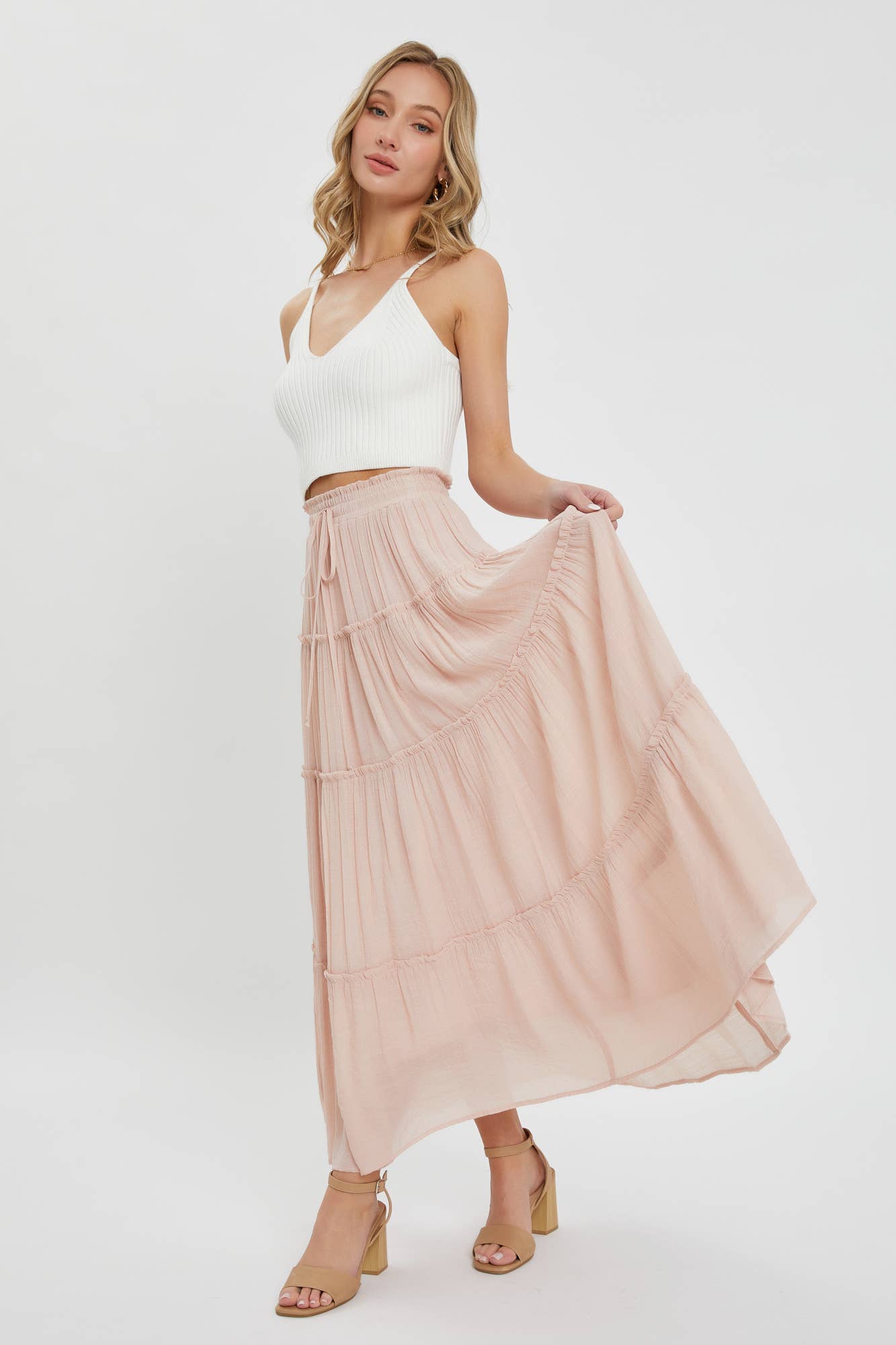 Flowy Tiered Boho Maxi Skirt