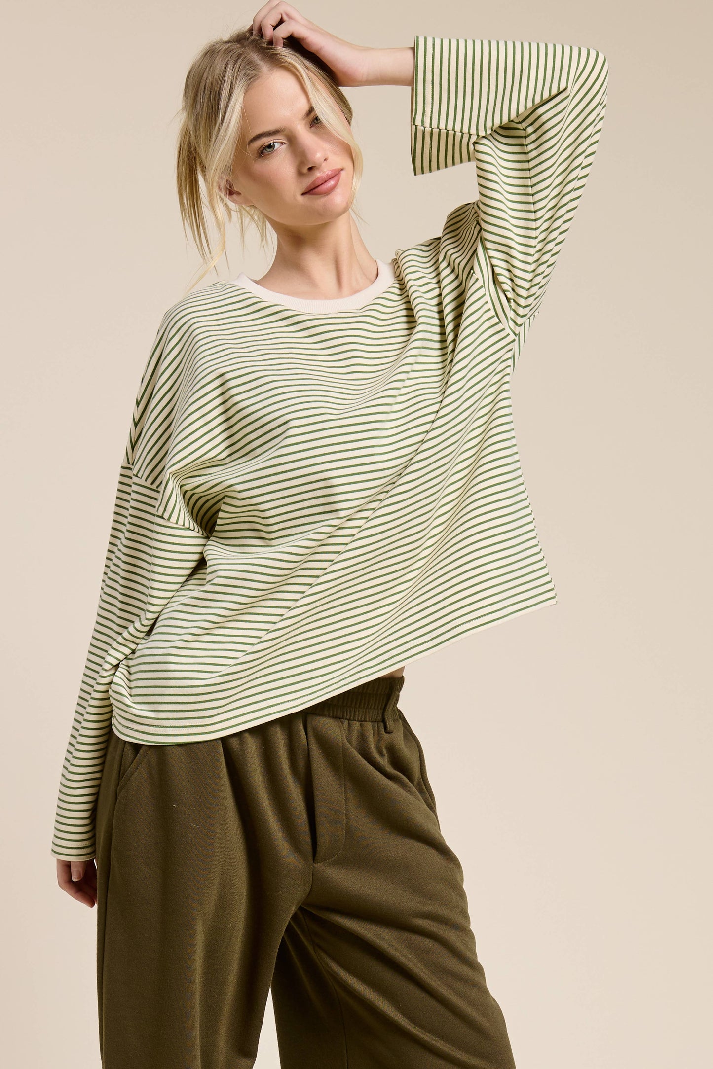 Striped Oversized Long Sleeve Top