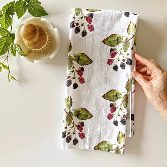 Blackberry cotton flour sack tea towel