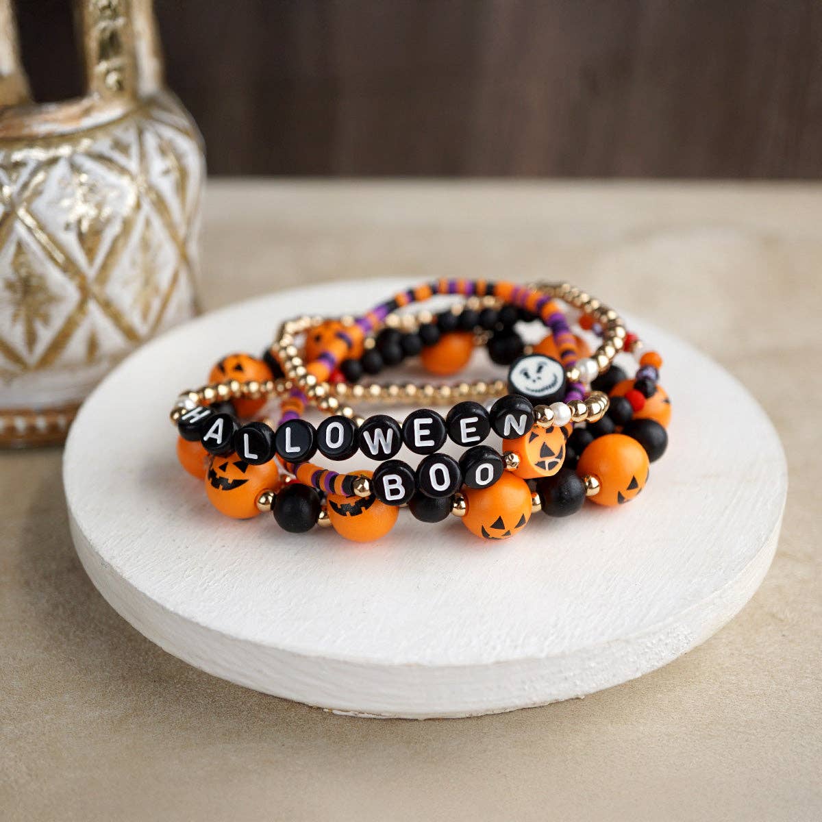 Halloween Beaded Bracelet Stack