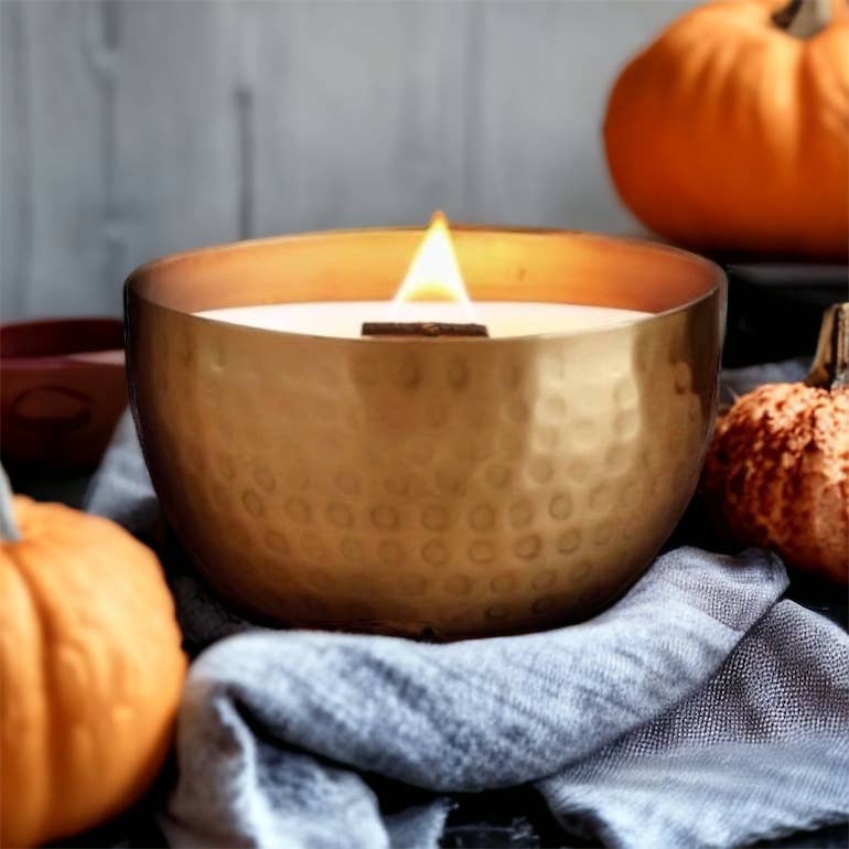 Pumpkin & Persimmons  -Solid Brass 14oz Pure Soy Candle