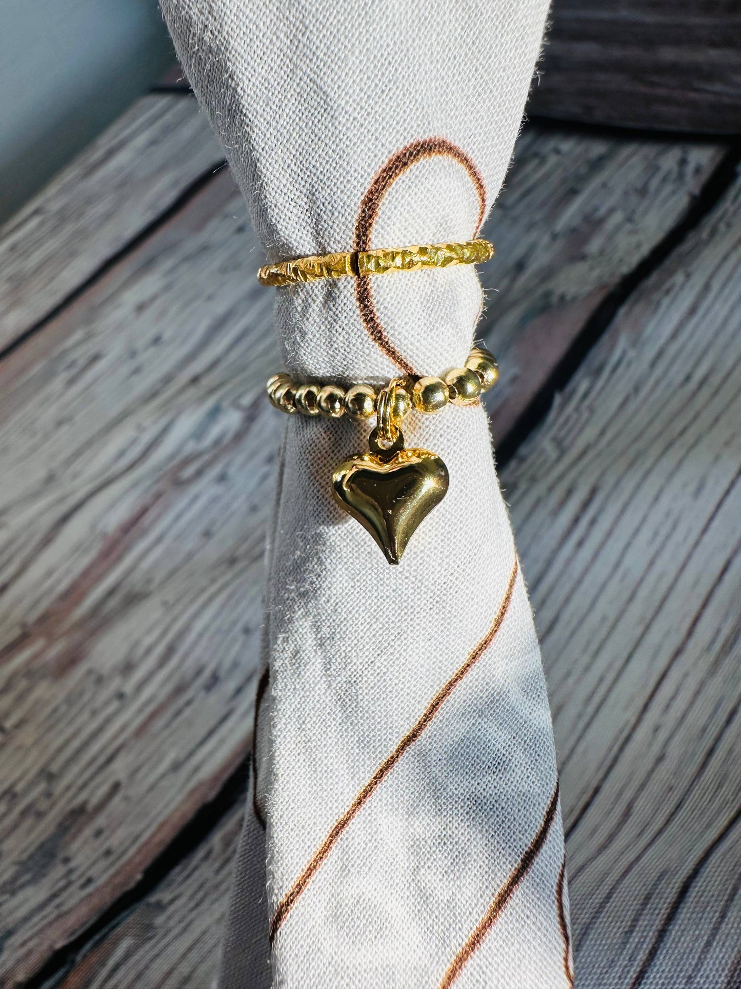 Gold Heart Bandana Stretch Charm