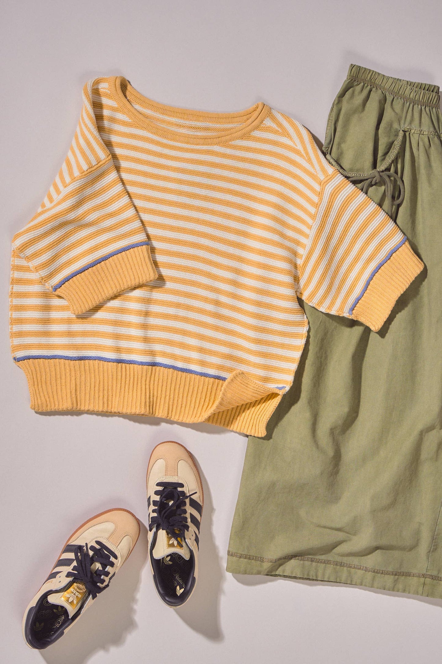 Premium Cotton Striped Contrast Trim Sweater Tee