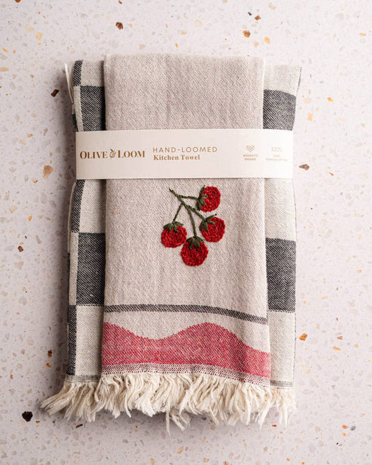 Tomato - Hand Stitched Turkish Cotton Kitchen Towel
