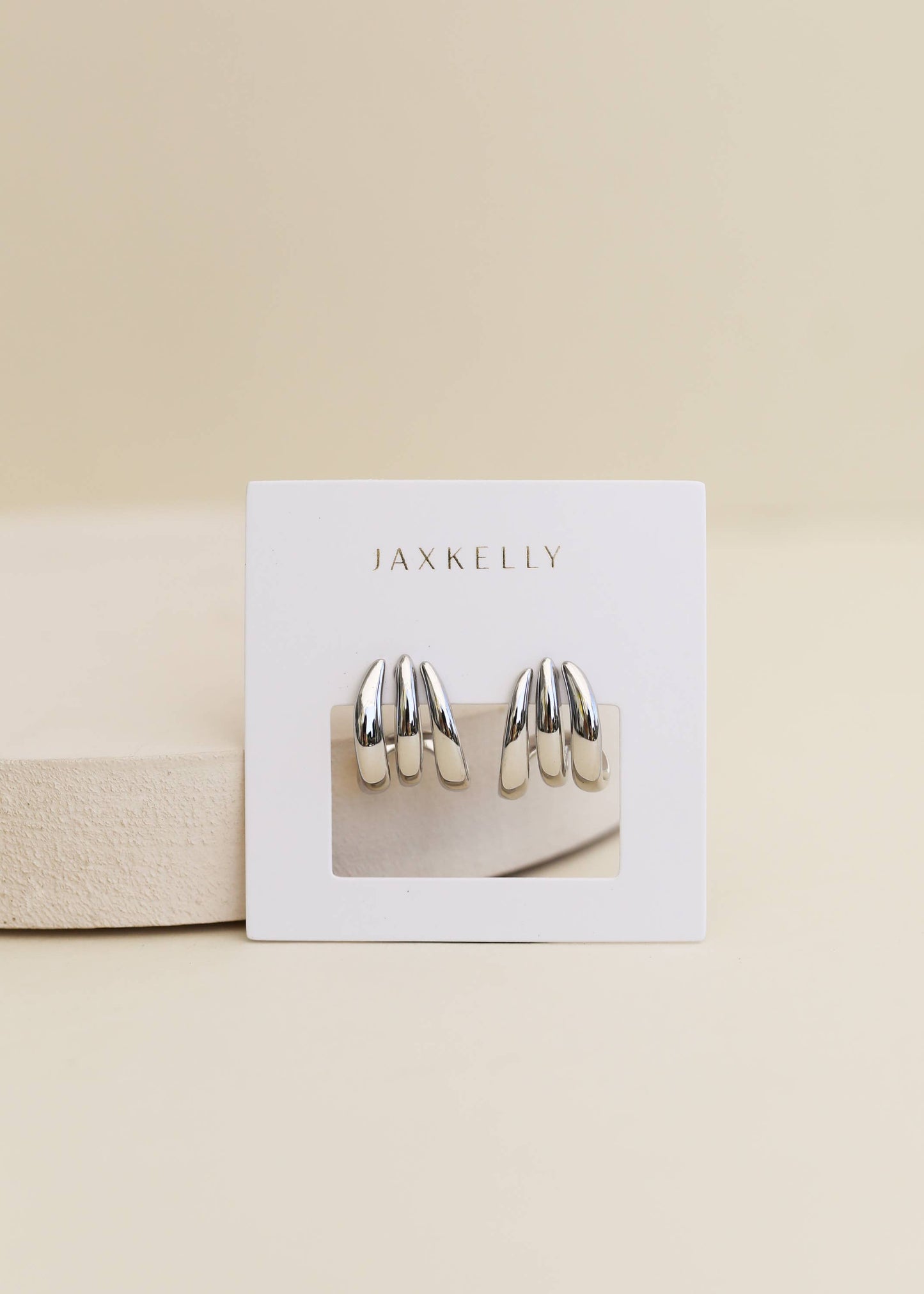 Silver Three Hoop Huggie - Earring