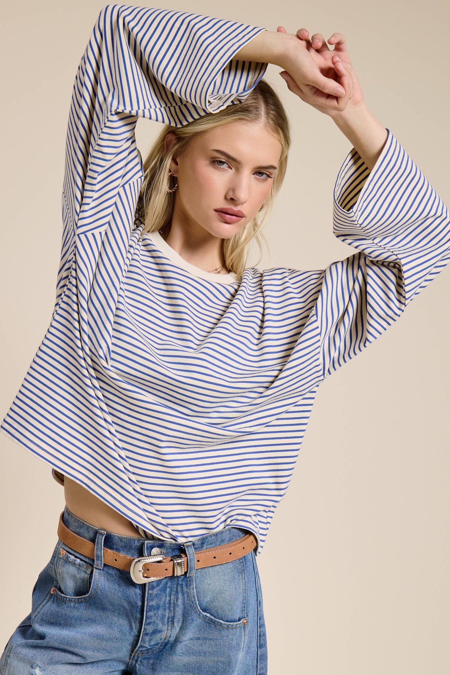 Striped Oversized Long Sleeve Top