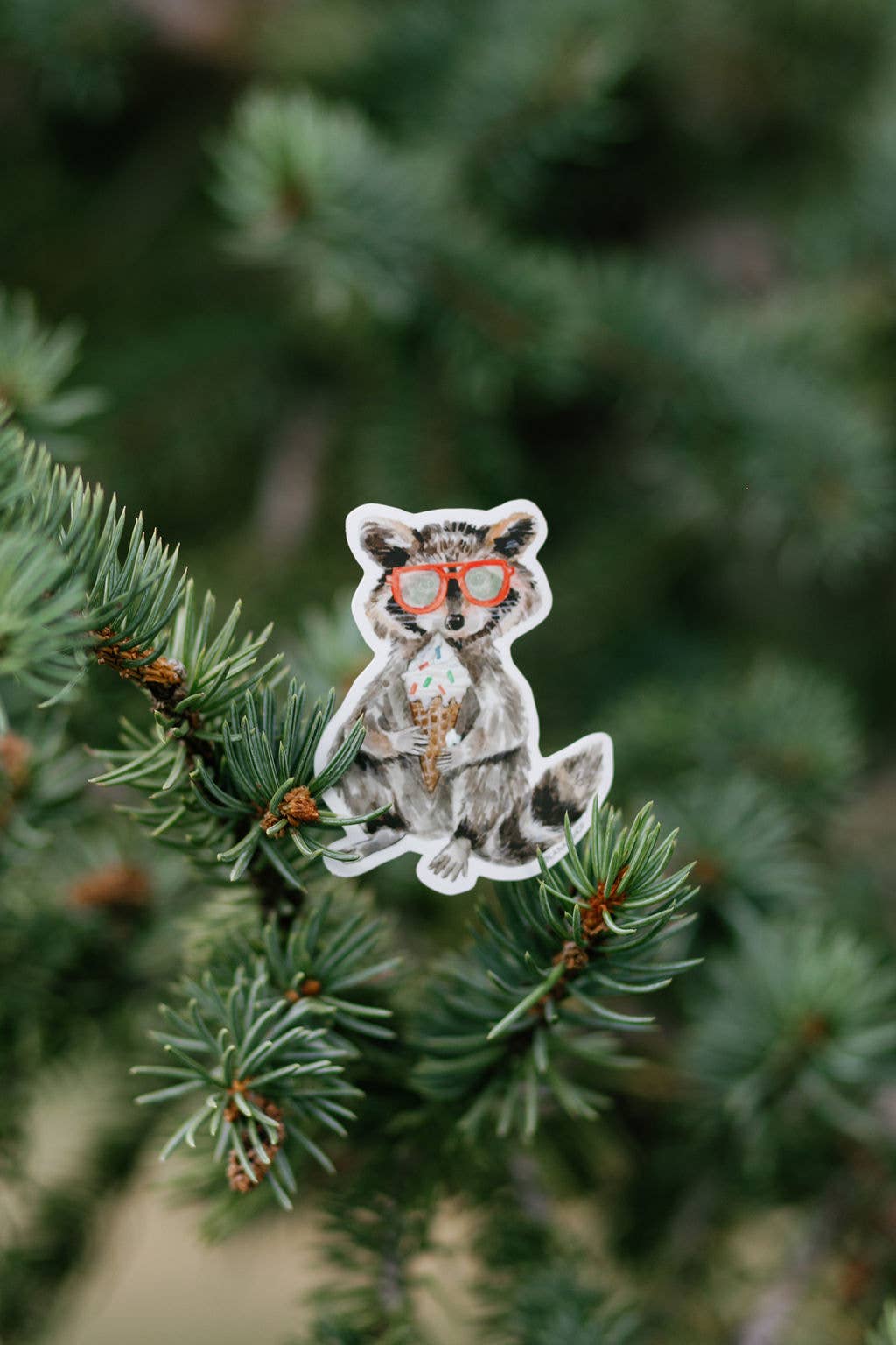 Raccoon with Ice Cream Sticker