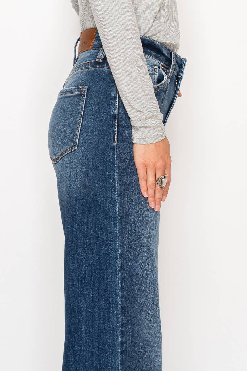 Eco Fabric High Rise Wide Leg Jeans - Dark Wash