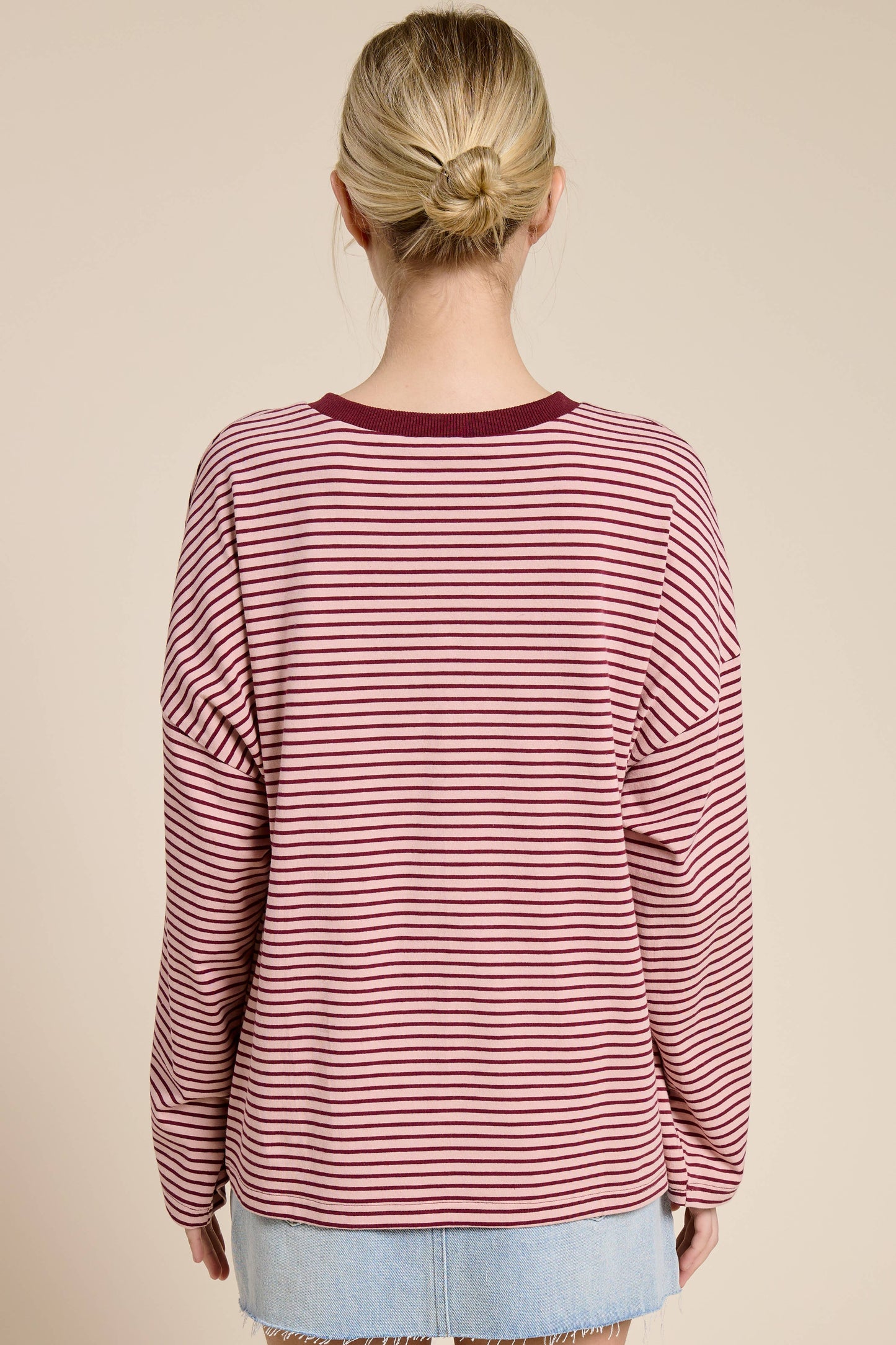 Striped Oversized Long Sleeve Top