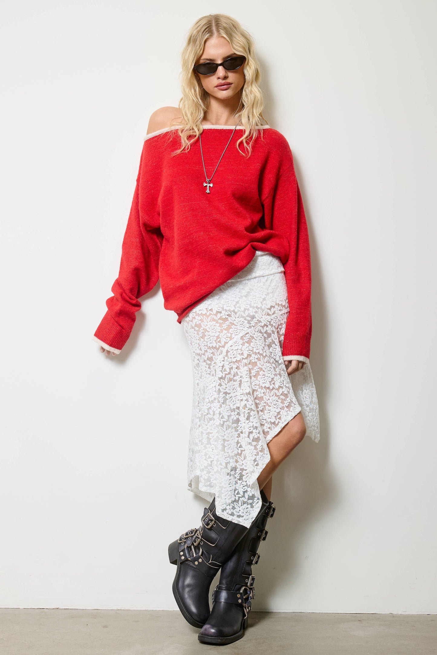 Dolman Off Shoulder Knit Sweater