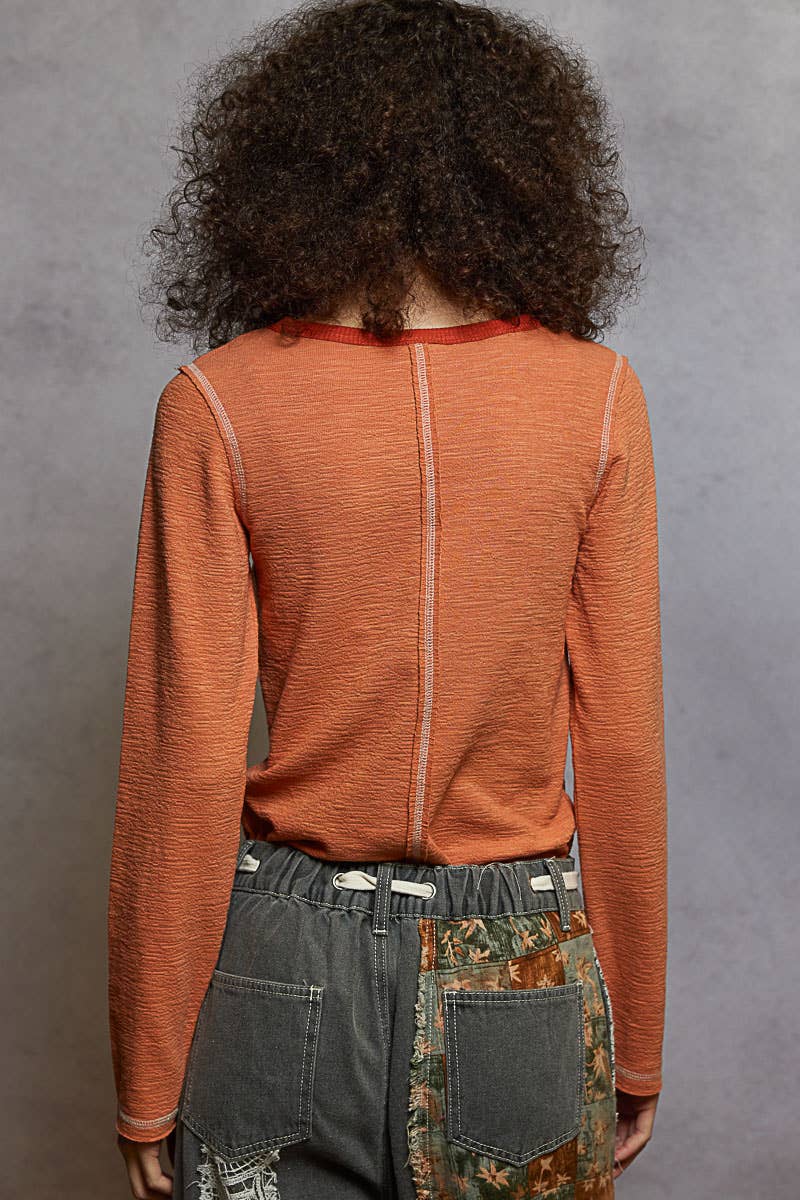 Stud detail textured knit top