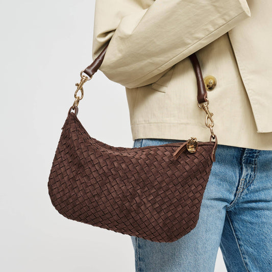 Woven Faux Suede Hobo/Crossbody Bag