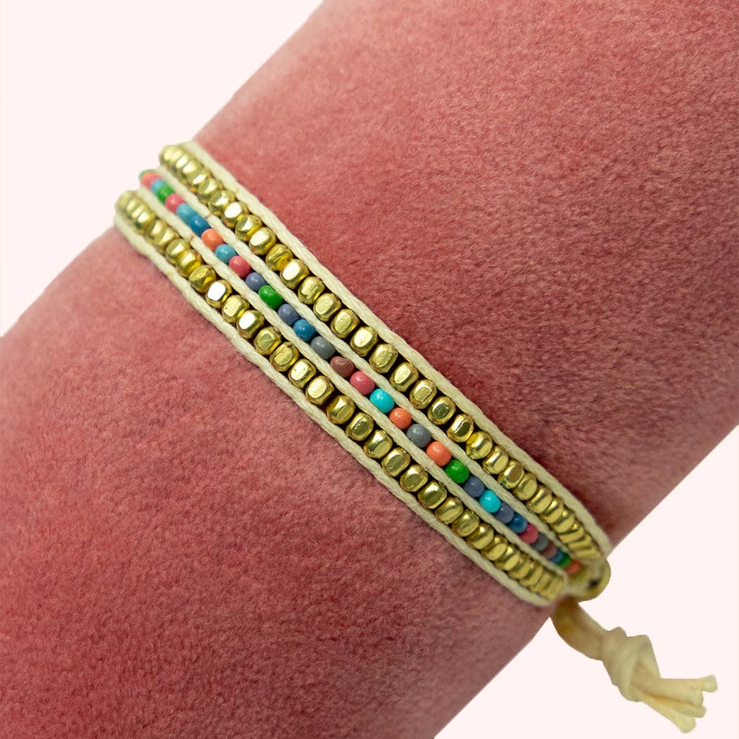 Beaded Bracelet Narrow - Multi Stripe