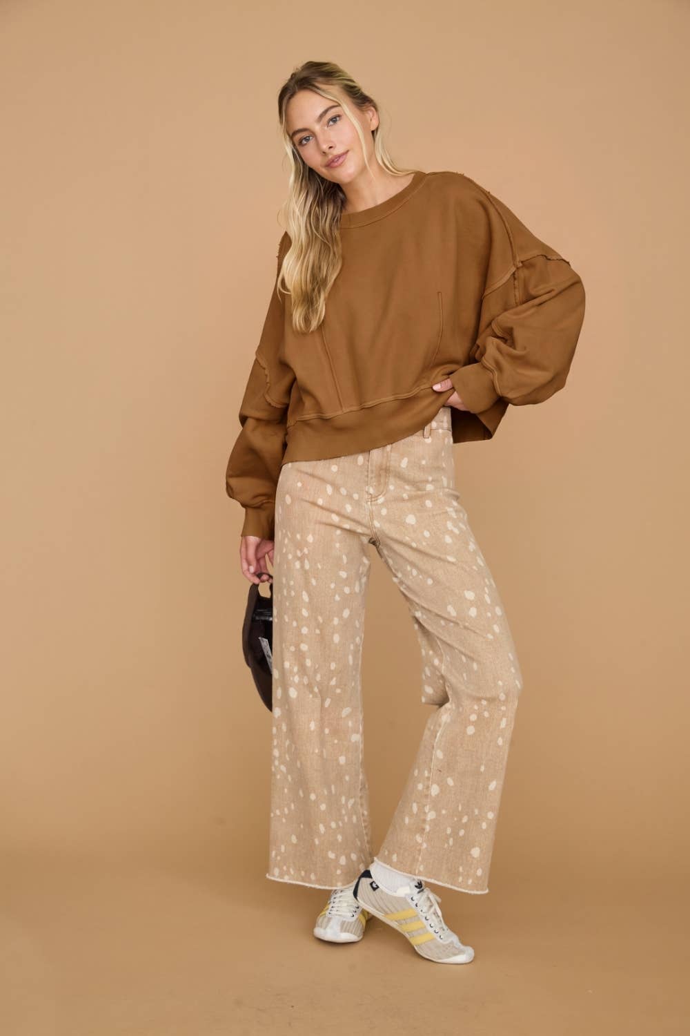 Washed Cropped Oversized Sweatshirt