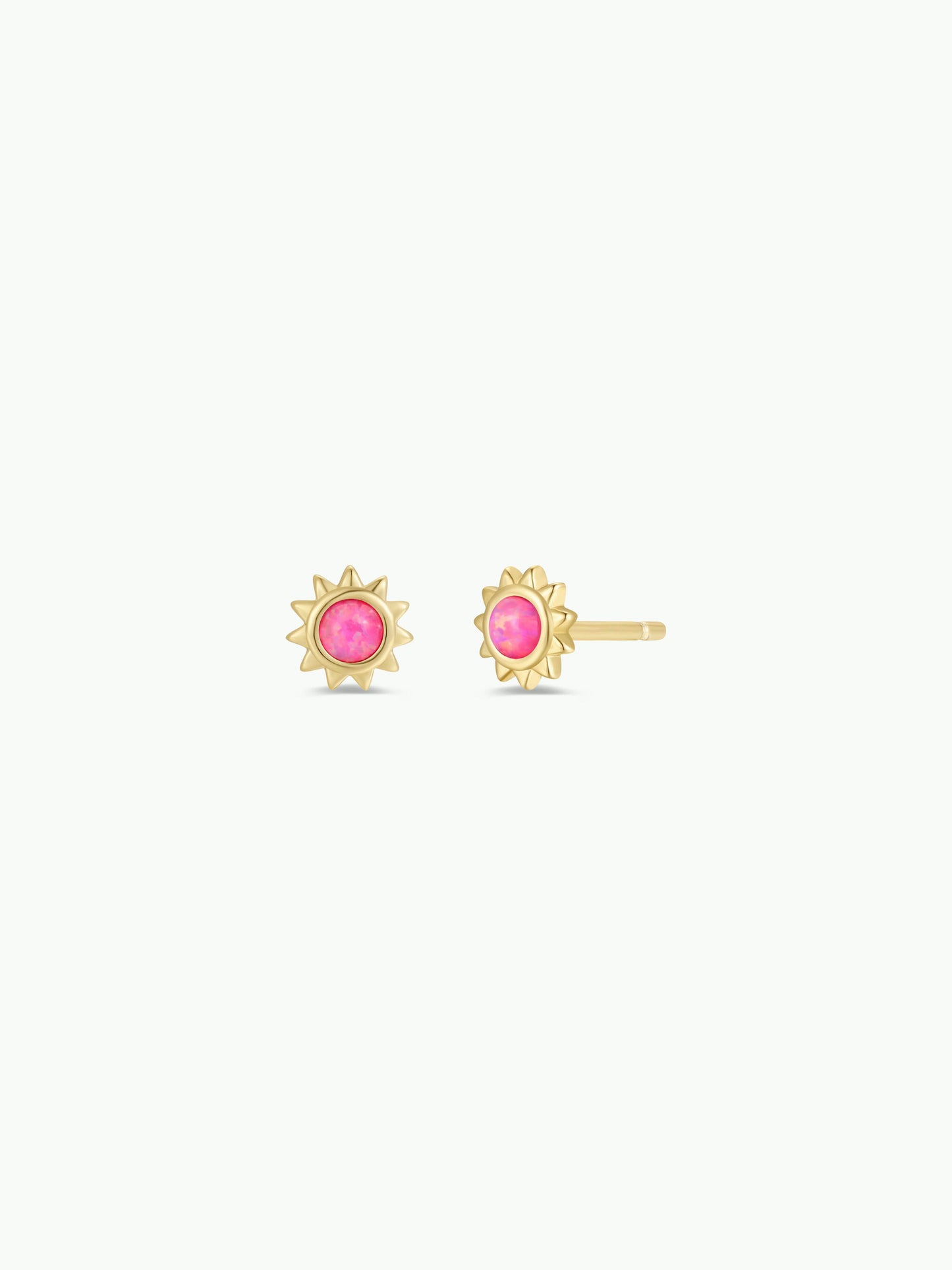 Sun Stud - Pink Opal - Gold Earrings
