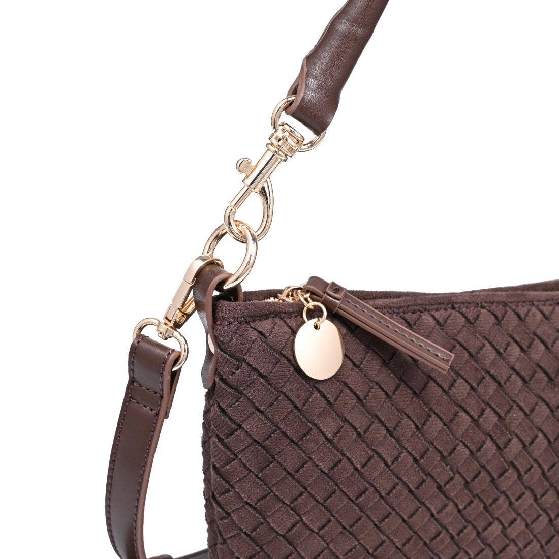 Woven Faux Suede Hobo/Crossbody Bag