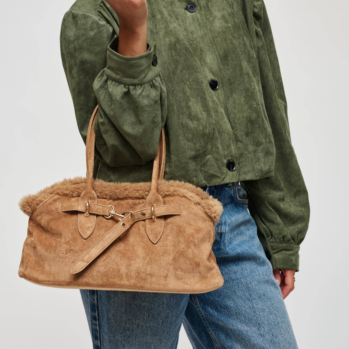 Tommy Fur Trimmed Satchel