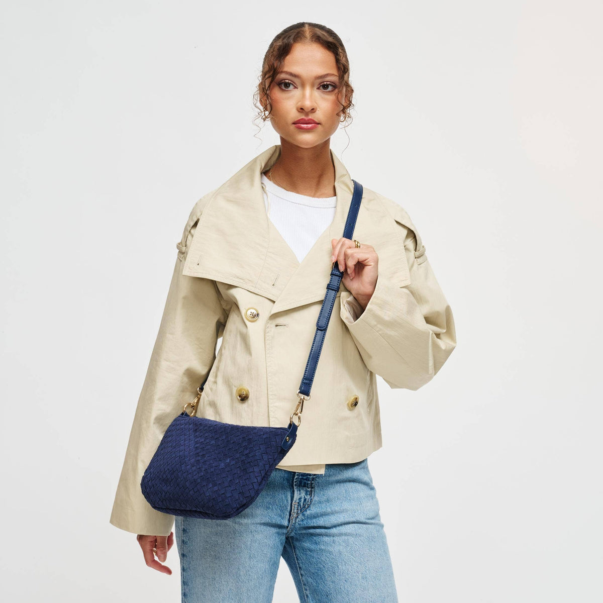 Woven Faux Suede Hobo/Crossbody Bag