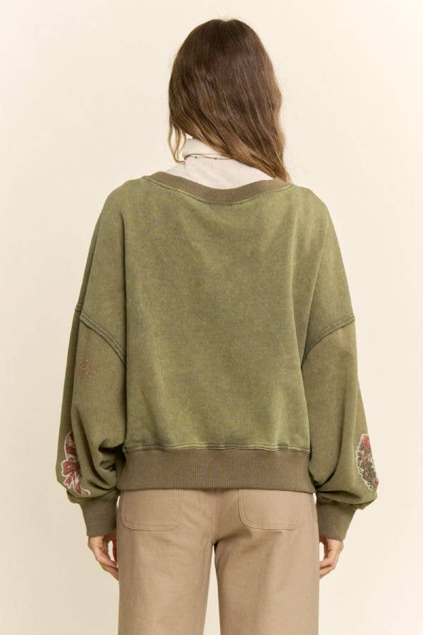 Vintage Olive Holiday Graphic Sweatshirt