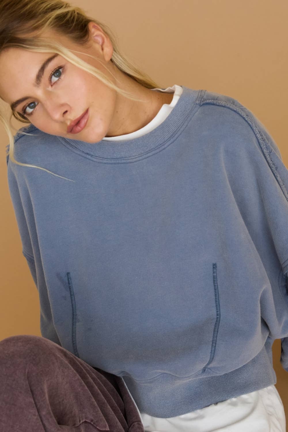 Washed Cropped Oversized Sweatshirt