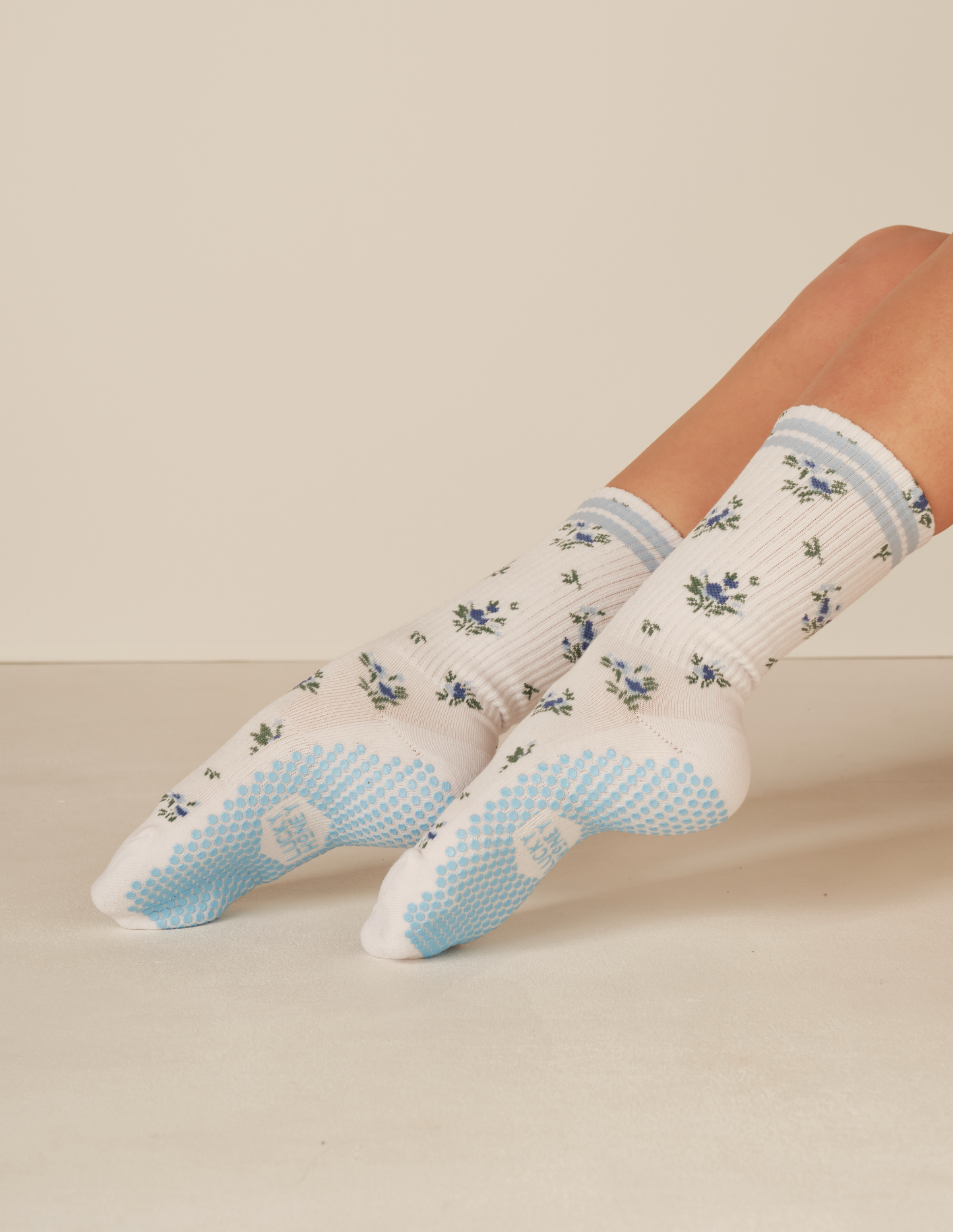 The Floral Grip Sock: Vintage Rose