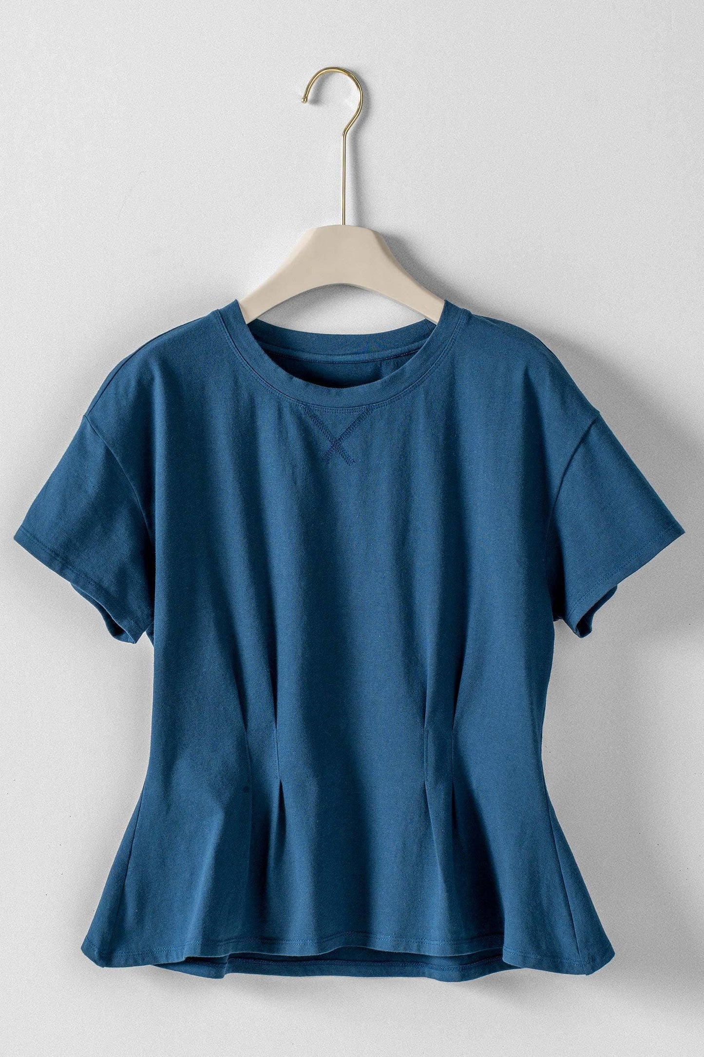 Pleated Waist Cotton Spandex Everyday Tee