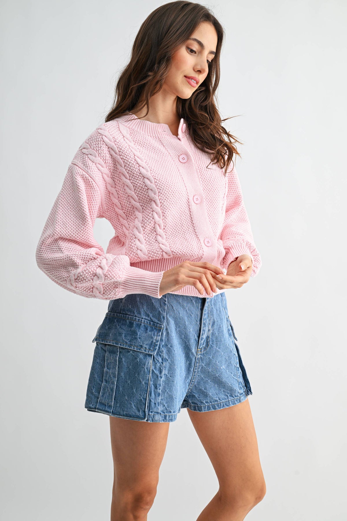 Cozy Vintage Wash Cable Knit Cardigan