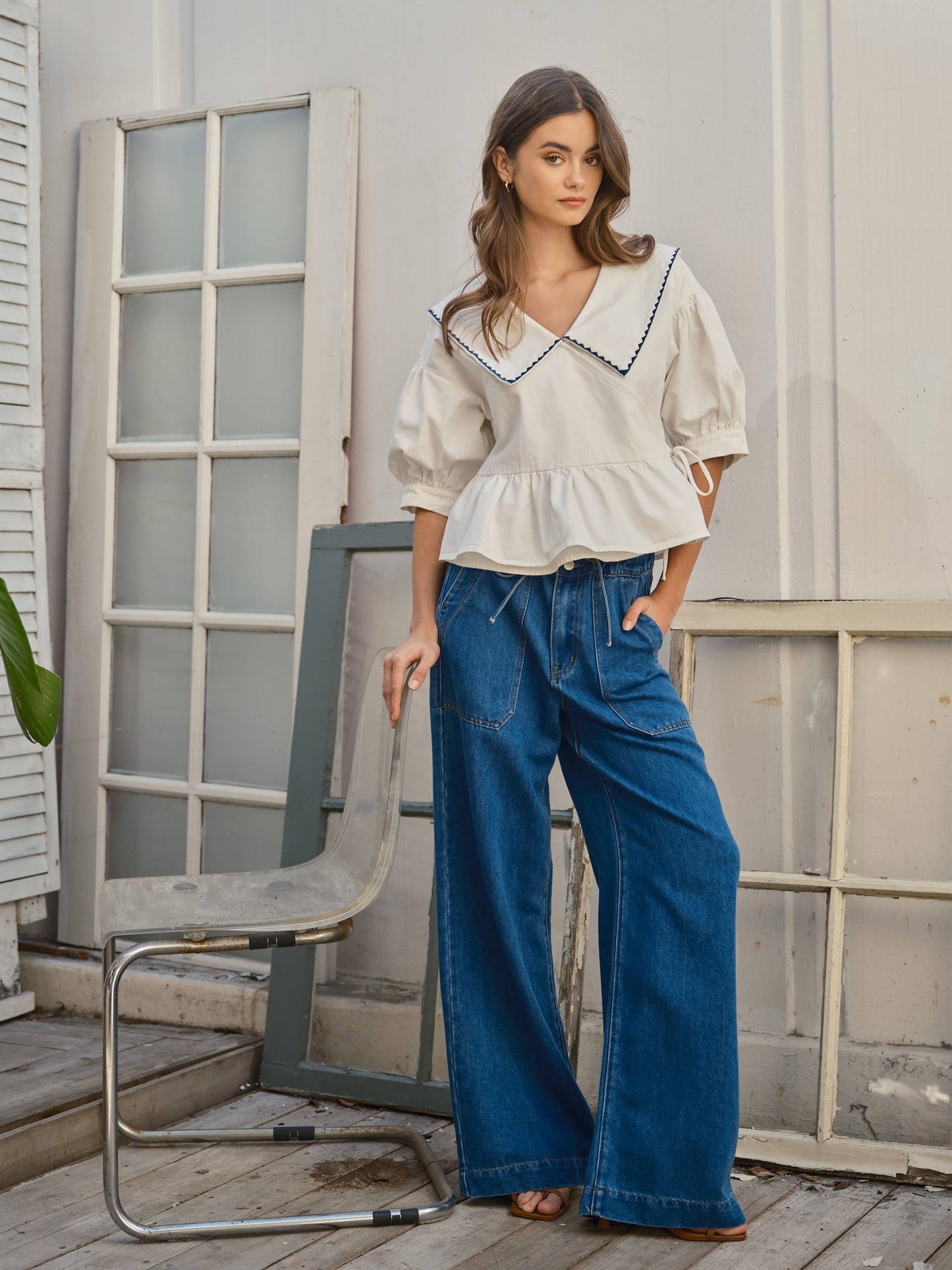 Soft & Flowy Straight Leg Jeans with Tie Waist
