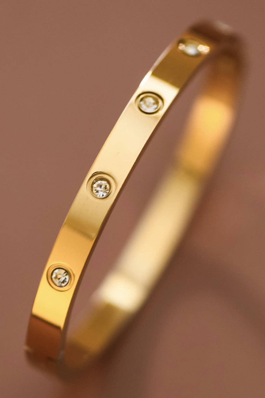 Designer Inspired 18K Gold Plated Waterproof White Stone Bangle