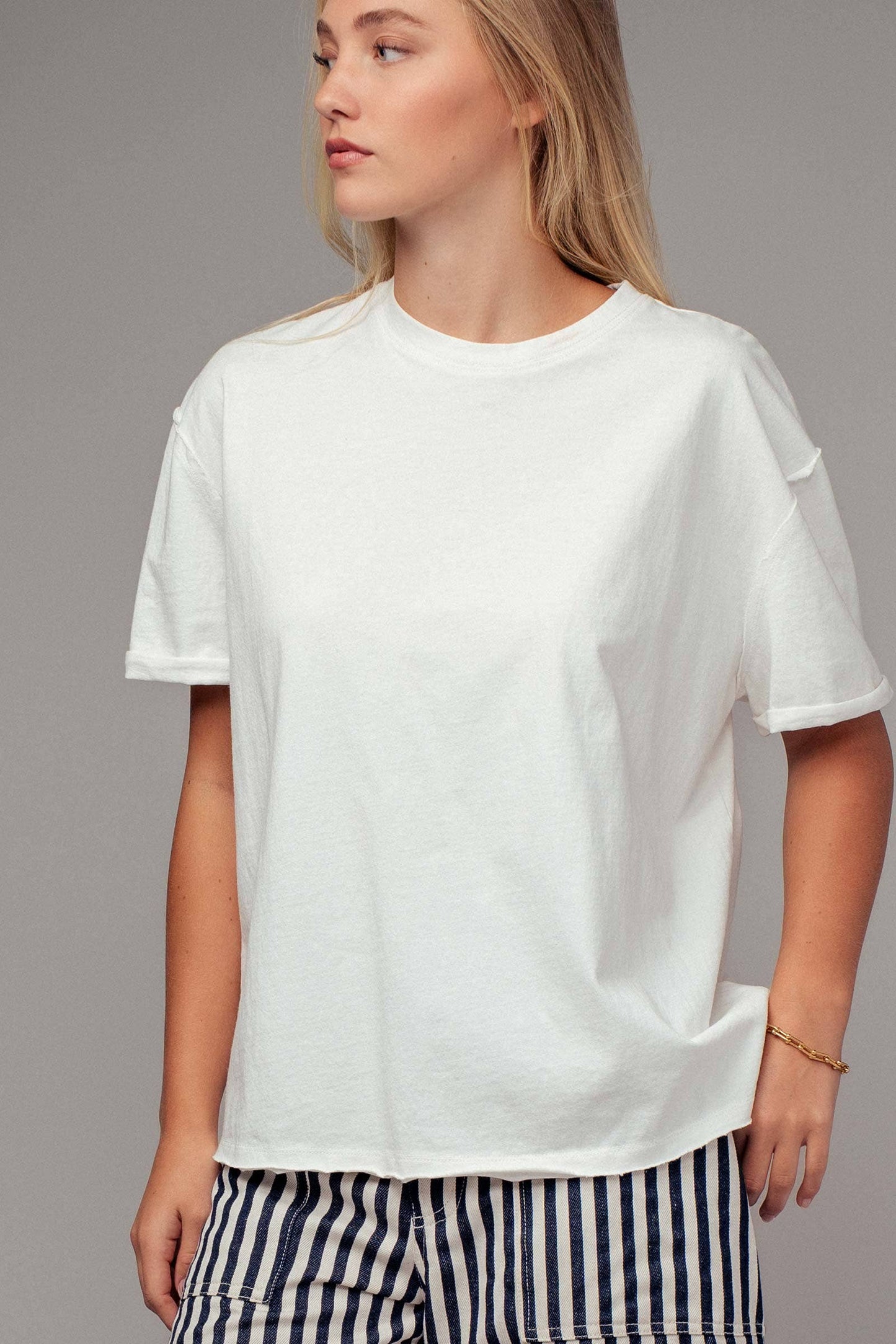 Boxy Oversized Cotton Crewneck Tee - 2 Color Options