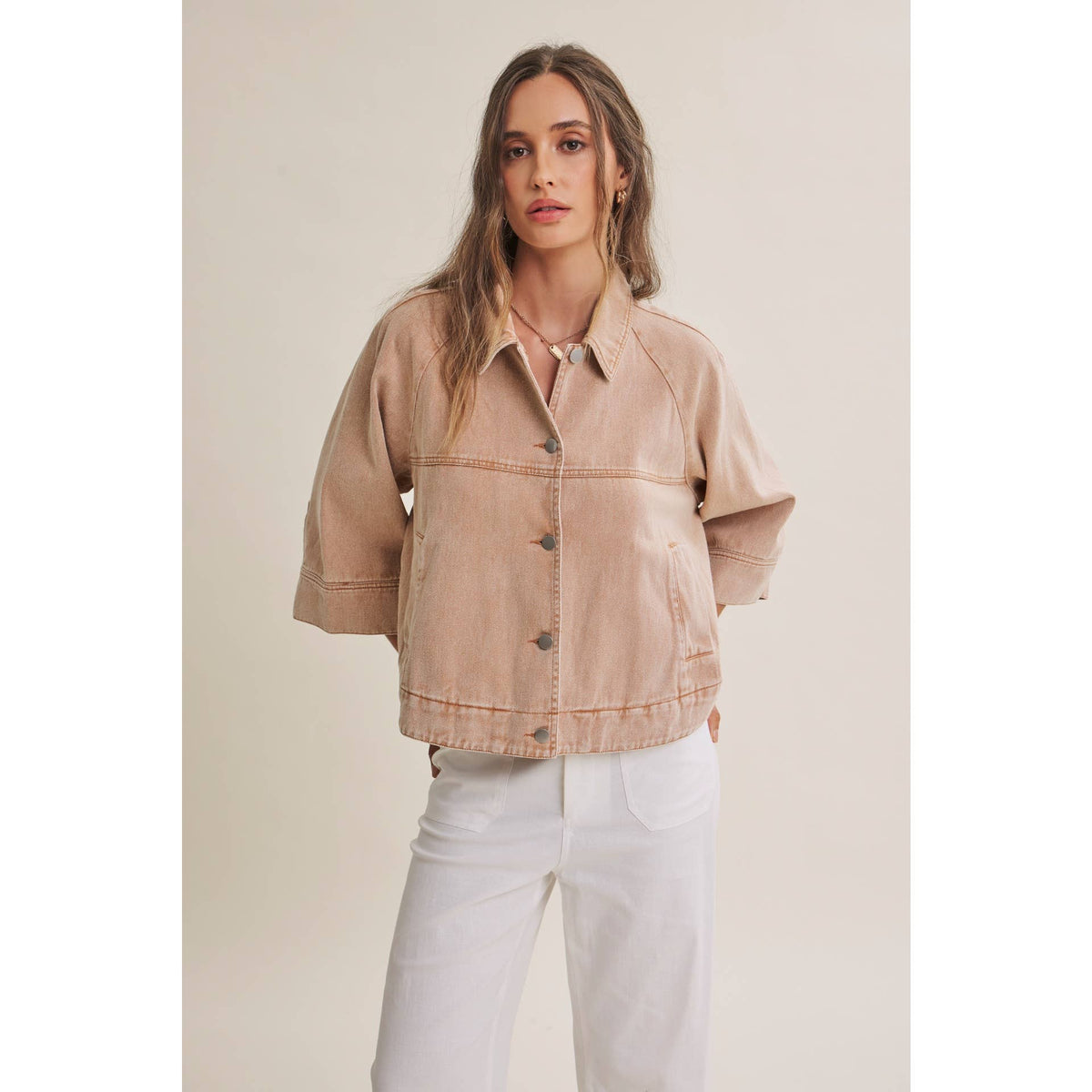SEASONLESS MINERAL-WASHED COTTON TWILL UTILITY JACKET