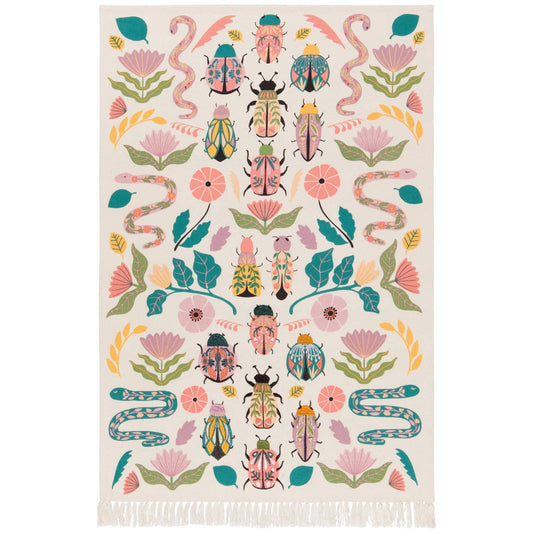Fancy Bugs Embroidered Dishtowel