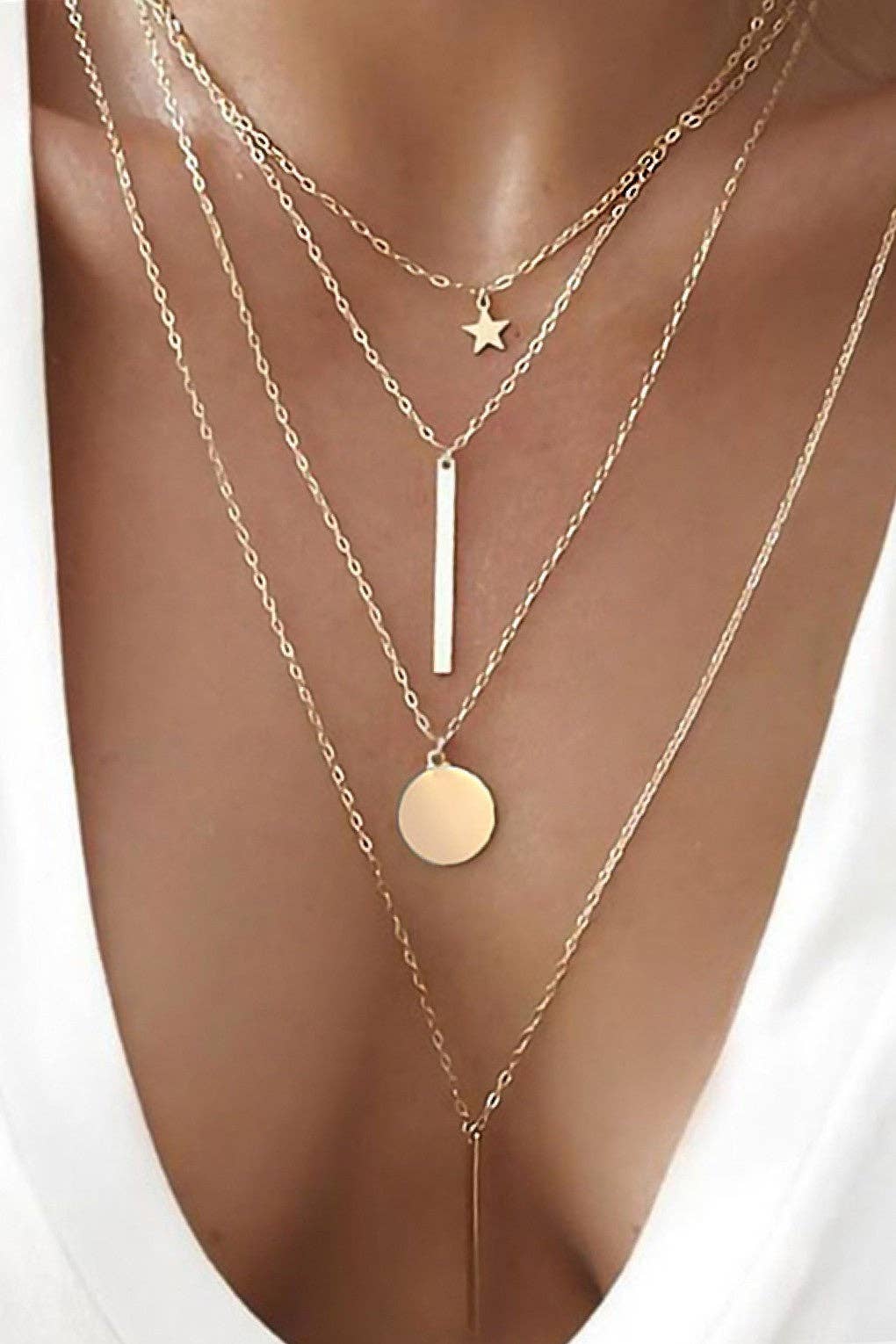 18K Gold Plated Waterproof Multi-Layer Necklace