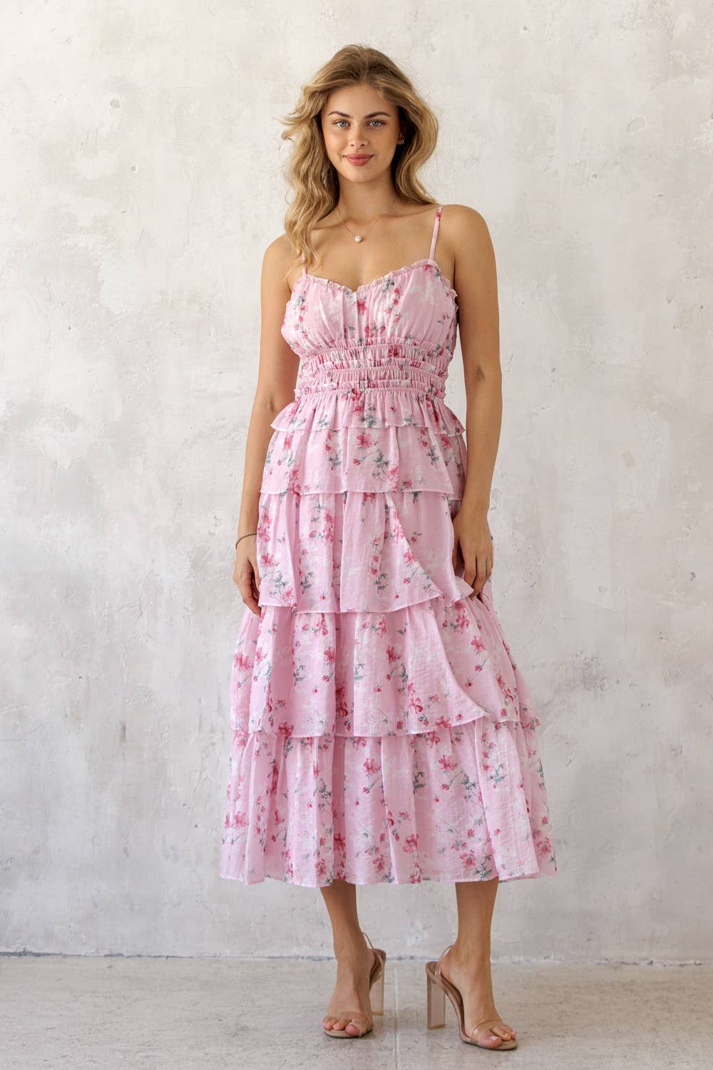 Floral Smocked Tiered Midi Dress